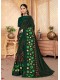 Green Silk Designer Party wear Foil Printed Saree with Border