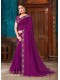 Purple Silk Elegant Bordered Saree with Embellishments