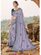 Lavender Silk Designer Embroidered Saree with Embellishments, Border