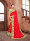 Crimson Silk Designer Embroidered Saree with Embellishments, Border