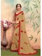 Beige Chiffon Printed Saree with Border, Embellishments 