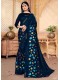 Blue Silk Designer Party wear Foil Printed Saree with Border