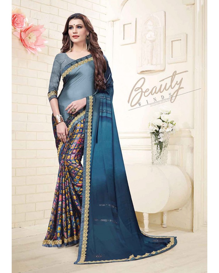 Beautiful Festive Georgette Saree Sequins Embroidery Swarovski Work With  Satin Silk Blouse - Urban Libaas