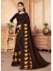 Brown Silk Designer Party wear Foil Printed Saree with Border