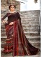 Brown Silk Designer Printed Saree with Border 