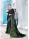 Green Chiffon Designer Printed Saree with Border, Embellishments