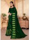 Green Silk Designer Party wear Foil Printed Saree with Border