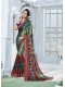 Green Silk Printed Saree with Border