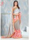 Grey Silk Designer Printed Saree with Border