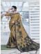 Khaki Silk Printed Saree with Border