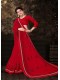 Red Georgette Printed Embroidered Saree with Border 