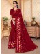 Red Silk Designer Party wear Foil Printed Saree with Border