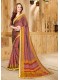 Yellow Maroon Silk Designer Printed Saree with Border 